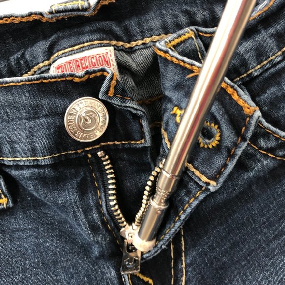 True Religion  Casey Blue Cotton Dark Wash Pockets Denim Skinny Jeans 29 - Picture 9 of 10